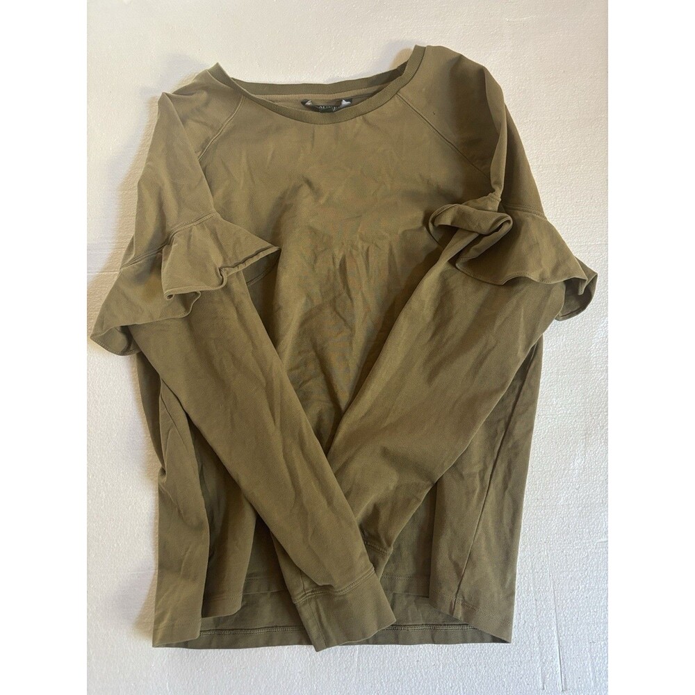 Lauren Long Sleeve Sweatshirt Ruffle Sleeves Olive green Size XL
